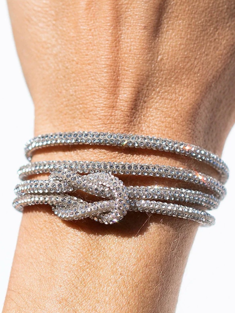 CRYSTAL KNOT BRACELET SET - CRYSTAL - Like new - 6 inch/6.5 inches- Gorgeous!